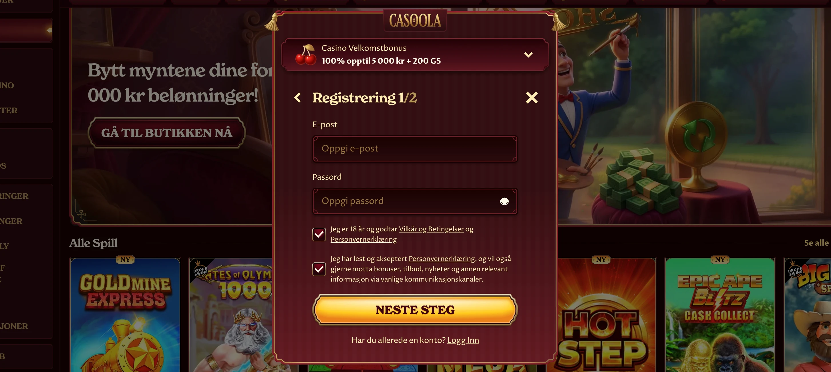 Casoola registrering